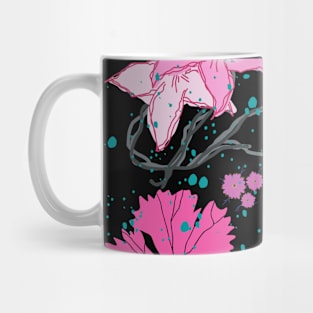 Pink and Black Floral Pattern Mug